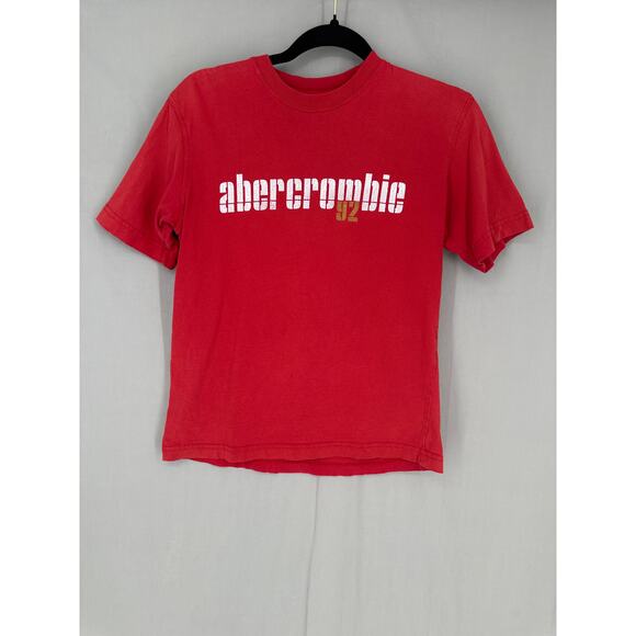 Y2K Vintage Abercrombie Fitch Top Womens Medium Red Fitted Graphic Baby Tee 90s - Picture 1 of 5